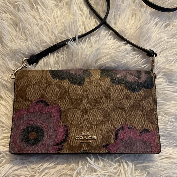 Coach Handbags - Coach Floral Crossbody Bag in Brown and Pink